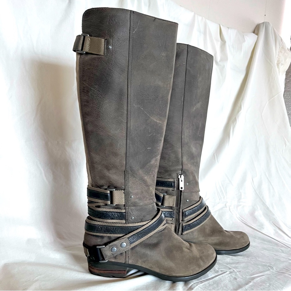 Sorel Lolla Tall Leather Biker Boots Waterproof